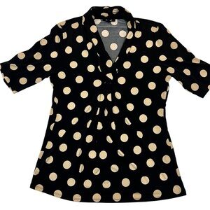 5/$20 Polka Dot Short Sleeve Women's Top - Black and Cream